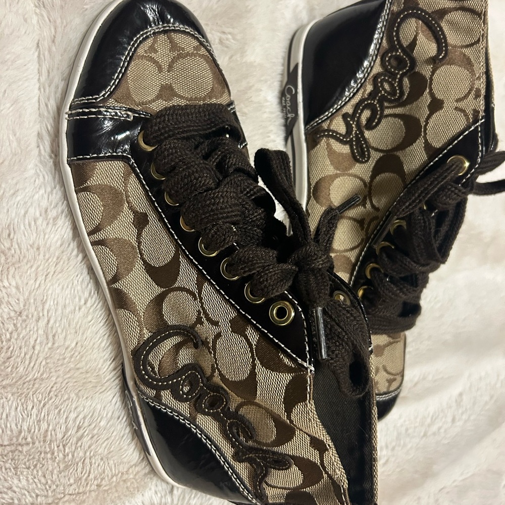 Coach Women's Brown and Black Sneakers 7.5